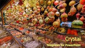  Presentation with christmas sale - Cool new slide deck with bazar - christmas balls for sale backdrop and a tawny brown colored foreground