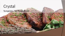  Presentation with bbq - Audience pleasing presentation theme consisting of bbq-beef-meat-fillet backdrop and a white colored foreground