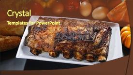  Presentation with bbq - Amazing PPT layouts having bbq beef rib backdrop and a tawny brown colored foreground