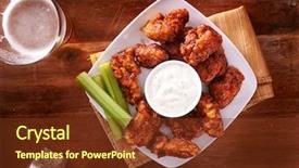  Presentation with celery - Theme with bbq buffalo chicken wings background and a tawny brown colored foreground