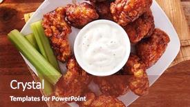  Presentation with bbq chicken - Colorful PPT theme enhanced with bbq buffalo chicken wings backdrop and a tawny brown colored foreground