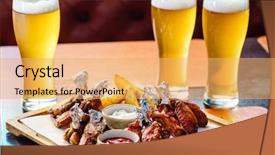  Presentation with food bbq - Slide deck consisting of bbq buffalo wings with beer background and a yellow colored foreground