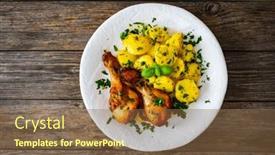  Presentation with bbq chicken - Slide deck enhanced with bbq-chicken-drumsticks-with-fried background and a tawny brown colored foreground