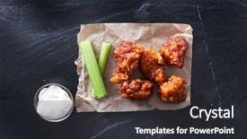  Presentation with celery - PPT theme with bbq chicken hot wings background and a dark gray colored foreground