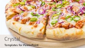  Presentation with bbq chicken - Cool new PPT theme with bbq chicken pizza backdrop and a coral colored foreground