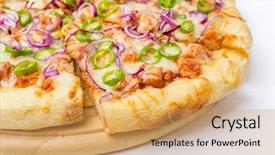  Presentation with bbq chicken - Beautiful slide deck featuring bbq chicken pizza backdrop and a yellow colored foreground