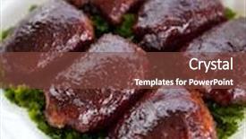  Presentation with bbq chicken - Amazing PPT layouts having bbq chicken thighs on a bed of parsley backdrop and a tawny brown colored foreground
