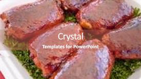  Presentation with bbq chicken - PPT layouts with bbq chicken thighs on a bed of parsley background and a red colored foreground