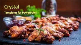  Presentation with bbq chicken - PPT theme enhanced with bbq chicken wings with spices background and a wine colored foreground