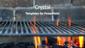  Presentation with brick wall - Slide set with bbq coal fire iron grill background and a gray colored foreground