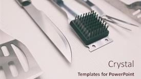  Presentation with bbq - PPT theme with bbq-equipment-on-the-wooden background and a lemonade colored foreground