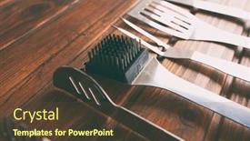  Presentation with bbq - Beautiful PPT theme featuring bbq-equipment-on-the-wooden backdrop and a tawny brown colored foreground
