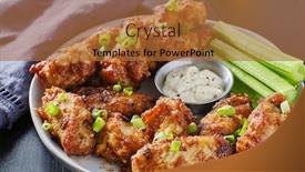  Presentation with bbq chicken - Beautiful presentation design featuring bbq-garlic-fried-chicken-wings backdrop and a red colored foreground