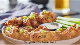  Presentation with bbq chicken - Slide set enhanced with bbq-garlic-fried-chicken-wings background and a gold colored foreground