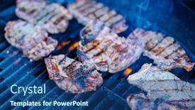  Presentation with bbq - PPT theme having bbq-meat-and-vegetables-being background and a ocean colored foreground