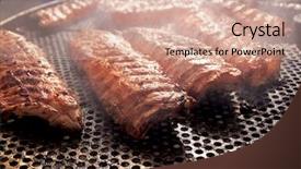  Presentation with food bbq - Amazing theme having bbq ribs grilled meat smoke backdrop and a coral colored foreground