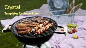  Presentation with grilling - Presentation theme consisting of rooftop garden in urban setting background and a  colored foreground.