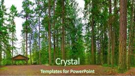  Presentation with village river forest - Presentation theme enhanced with bc - panoramic view of the forest background and a tawny brown colored foreground