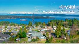  Presentation with panoramic - Beautiful PPT theme featuring bc - panoramic view of the ocean backdrop and a teal colored foreground