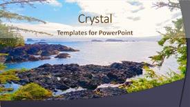  Presentation with pacific island - PPT theme with bc - panoramic view of the shoreline background and a  colored foreground