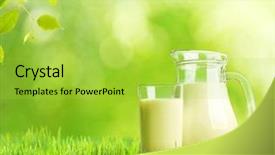  Presentation with green nature - Slide set enhanced with bd - milk in glassware on green background and a yellow colored foreground
