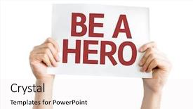  Presentation with hero - Presentation theme having be a hero card isolated on white background background and a sky blue colored foreground