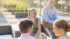  Presentation with group - Theme consisting of be a party a convention background and a soft green colored foreground