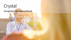  Presentation with group - Presentation having be a party a convention background and a white colored foreground