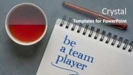  Presentation with team player - Slide deck enhanced with be-a-team-player-motivational background and a gray colored foreground