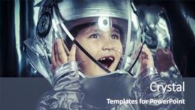  Presentation with space travel - Slide set featuring be an astronaut with space background and a ocean colored foreground