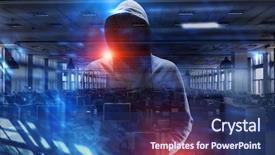  Presentation with hacker - Beautiful presentation design featuring be aware of hacker attack backdrop and a ocean colored foreground