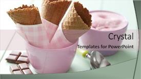  Presentation with dessert waffle ice cream and cake - Amazing slide set having mixed usa and brazil flag backdrop and a  colored foreground.