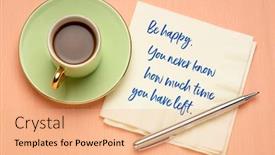  Presentation with inspirational - Colorful slide deck enhanced with be-happy-you-never-know backdrop and a coral colored foreground