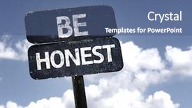  Presentation with airplane night sky cloud - Cool new PPT theme with be honest sign with clouds backdrop and a ocean colored foreground