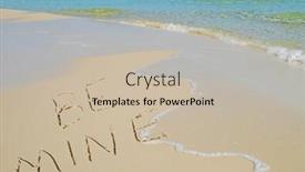  Presentation with sand ocean - Colorful theme enhanced with be mine written in sand on beach near pretty ocean surf backdrop and a mint green colored foreground