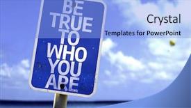  Presentation with beach - Beautiful presentation theme featuring be true to who you backdrop and a light blue colored foreground