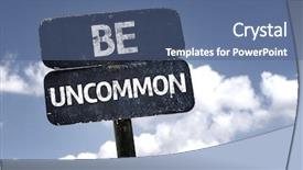  Presentation with clouds - Amazing presentation theme having be uncommon sign with clouds backdrop and a ocean colored foreground