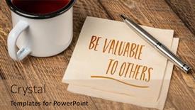  Presentation with personal development - Presentation theme featuring be-valuable-to-others-inspirational background and a coral colored foreground