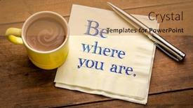  Presentation with welcome back handwriting - Slide set with be-where-you-are-inspirational background and a coral colored foreground