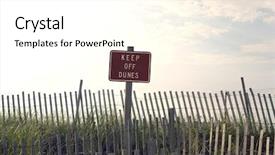  Presentation with reading - Presentation design enhanced with virginia beach - fence and sign reading 'keep background and a cream colored foreground