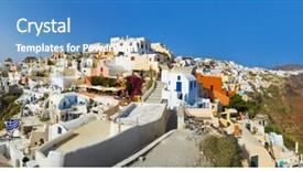  Presentation with ancient map of greece - Beautiful presentation theme featuring city beach - santorini view oia greece backdrop and a  colored foreground