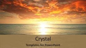  Presentation with sunset beach - Slides consisting of beach - sea sunset background and a coral colored foreground