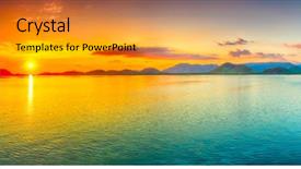  Presentation with sunrise - Colorful slide deck enhanced with beach - sunrise over the sea panorama backdrop and a gold colored foreground