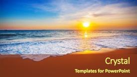  Presentation with sea - Slide set with beach - sunset and sea background and a tawny brown colored foreground
