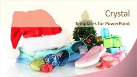  Presentation with christmas tree - PPT layouts having beach accessories and christmas tree background and a cream colored foreground