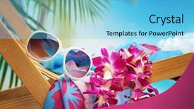  Presentation with accessories - PPT theme consisting of beach accessories and flower background and a light blue colored foreground