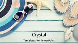  Presentation with hat and flip flop - Beautiful theme featuring beach accessories flip flops sunglasses backdrop and a soft green colored foreground