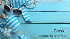  Presentation with accessories - Audience pleasing PPT layouts consisting of beach accessories on wooden board backdrop and a  colored foreground