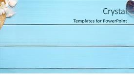  Presentation with accessories - Cool new slide deck with beach accessories on wooden board backdrop and a cool aqua colored foreground