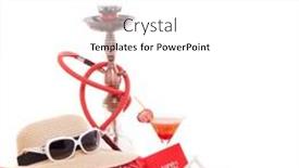  Presentation with shisha - Beautiful slide set featuring beach accessories seashells sand glass with cocktail hookah shisha and christmas ornaments on white background new year and christmas winter vacation in warm countries beach holiday backdrop and a white colored foreground